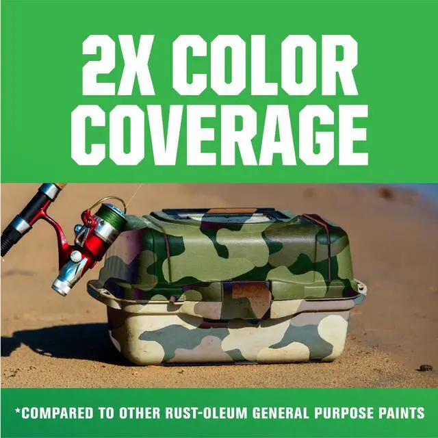 Alt view image 6 of 7 - Deep Forest Green, Rust-Oleum Camouflage 2X Ultra Cover Flat Spray Paint-279175, 12 oz