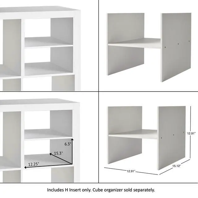 Alt view image 5 of 7 - Better Homes & Gardens H Shelf Insert for Cube Organizers, White Texture