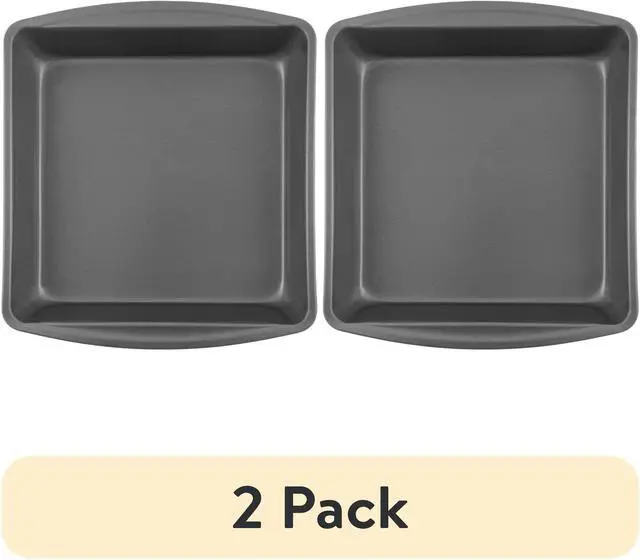 Main image of (2 pack) Mainstays 9" x 9" x 2" Nonstick Square Cake Pan, Gray
