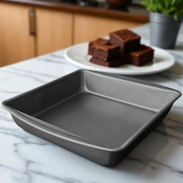 Alt view image 4 of 7 - (2 pack) Mainstays 9" x 9" x 2" Nonstick Square Cake Pan, Gray