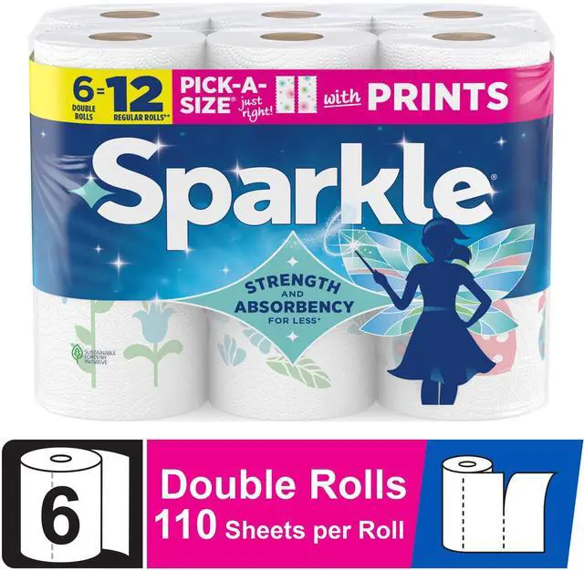 Main image of Sparkle Pick-A-Size Paper Towels, Multi-Color, 6 Double Rolls, 110 Sheets per Roll