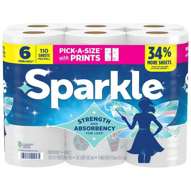 Alt view image 2 of 7 - Sparkle Pick-A-Size Paper Towels, Multi-Color, 6 Double Rolls, 110 Sheets per Roll