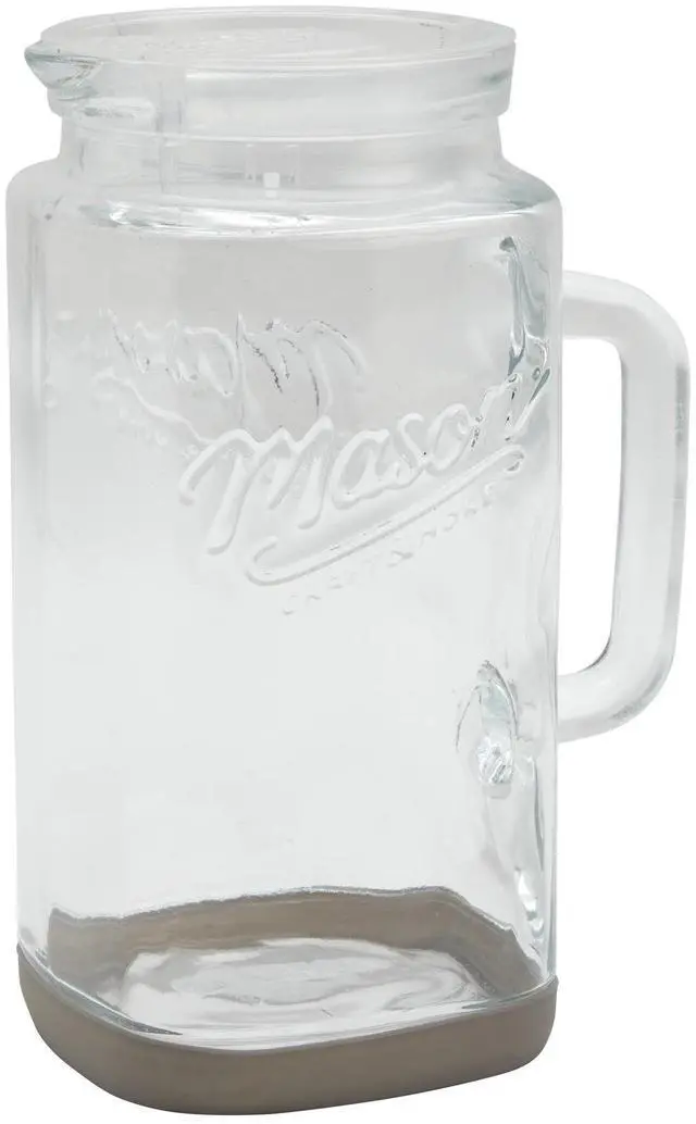 Alt view image 2 of 6 - Mason Craft & More Glass 0.5 Gallon Pitcher with Removable Plastic Lid and Silicone Base, Gray, Well Suited to Cold Drink Preparation