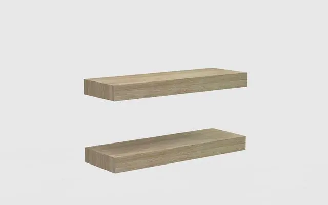 Alt view image 4 of 6 - Mainstays Natural 16.5" Wood Floating Shelves, Set of 2