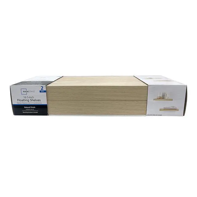 Alt view image 6 of 6 - Mainstays Natural 16.5" Wood Floating Shelves, Set of 2