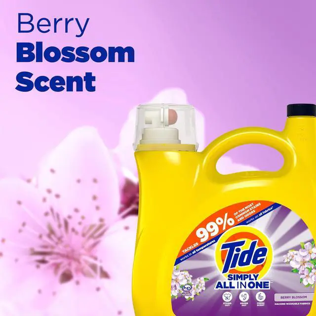 Alt view image 4 of 7 - Tide Simply Laundry Detergent Liquid, Berry Blossom Scent, 117 fl oz, 89 Loads