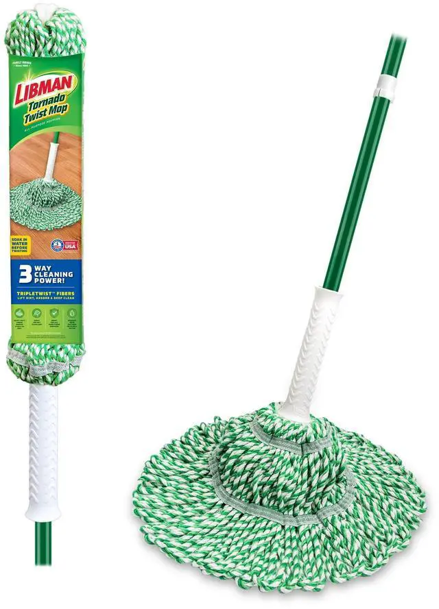 Main image of Libman Tornado Twist Mop with Cotton Blend Head and Steel Handle, Green and White, 55.5 inch