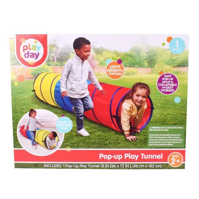 Alt view image 2 of 5 - Play Day Pop-up Crawl Through Tunnel, Polyester Material, Indoor & Outdoor - Tunnel for Kids 3+
