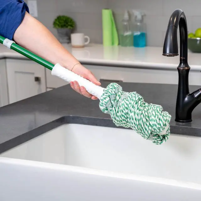Alt view image 5 of 7 - Libman Tornado Twist Mop with Cotton Blend Head and Steel Handle, Green and White, 55.5 inch