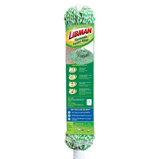 Alt view image 7 of 7 - Libman Tornado Twist Mop with Cotton Blend Head and Steel Handle, Green and White, 55.5 inch