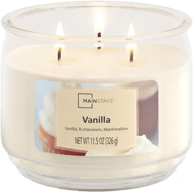 Alt view image 2 of 7 - (2 pack) Mainstays 3-Wick Scented Glass Jar Candle, Vanilla, 11.5 oz
