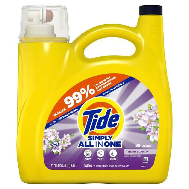 Alt view image 7 of 7 - Tide Simply Laundry Detergent Liquid, Berry Blossom Scent, 117 fl oz, 89 Loads