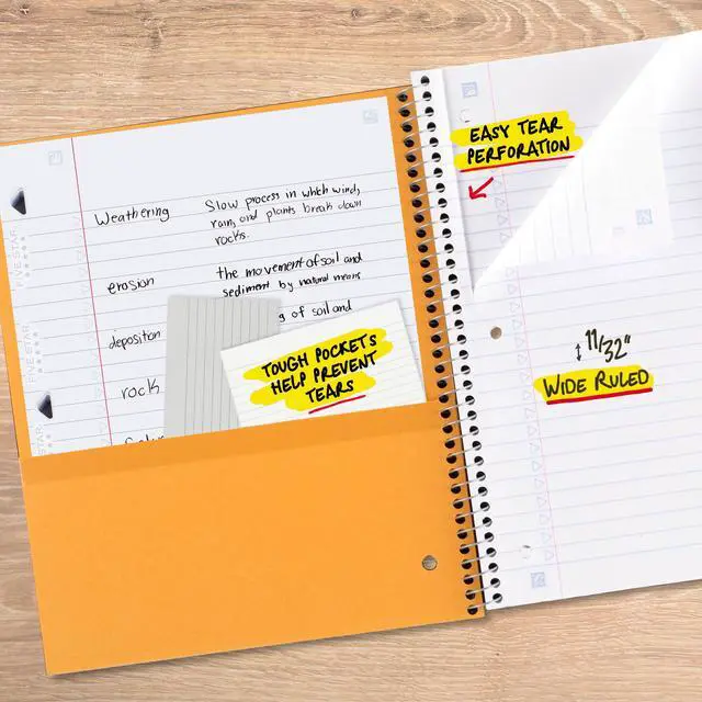 Alt view image 6 of 6 - Five Star Spiral Notebook + Study App, 5 Subject, Wide Ruled, 8" x 10.5", Amethyst