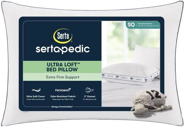 Main image of Sertapedic Ultra Loft Standard/Queen Bed Pillow, Extra Firm Support