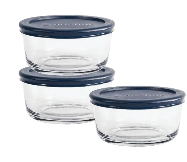 Main image of Anchor Hocking Glass Food Storage Containers with Lids, 2 Cup Round, Set of 3
