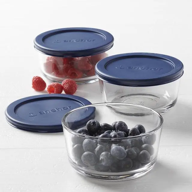 Alt view image 3 of 6 - Anchor Hocking Glass Food Storage Containers with Lids, 2 Cup Round, Set of 3
