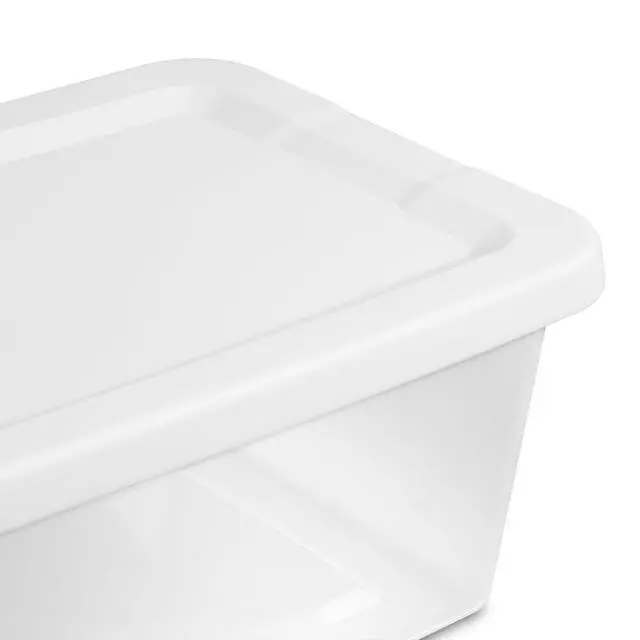 Alt view image 7 of 7 - Sterilite Set of (10) 6 Quart Small Storage Bins, Clear Plastic Storage Containers with Snap-on Lids, White