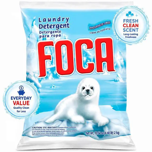 Main image of Foca Powder Laundry Detergent for Tough Stains, Enzyme Formula, 4.4 lbs