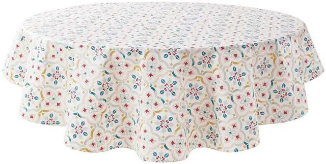 Main image of Mainstays PEVA Everyday, Indoor & Outdoor Tablecloth 70" Round, Farmhouse Tile