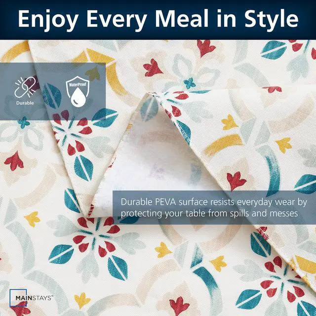 Alt view image 5 of 7 - Mainstays PEVA Everyday, Indoor & Outdoor Tablecloth 70" Round, Farmhouse Tile