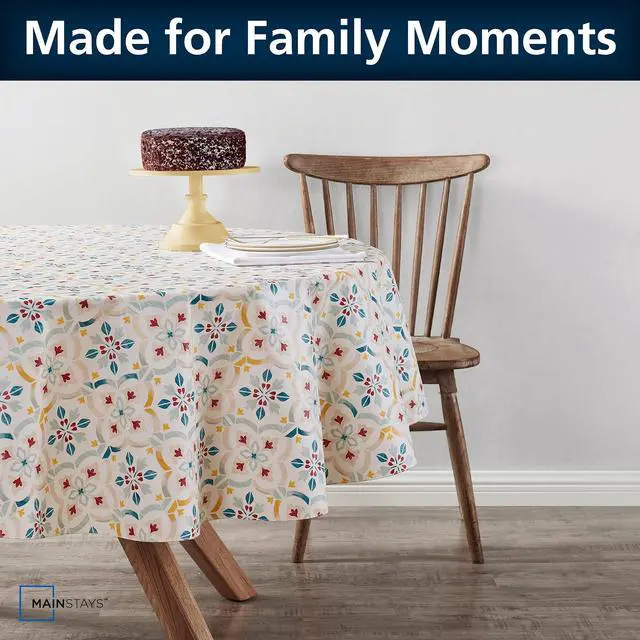 Alt view image 7 of 7 - Mainstays PEVA Everyday, Indoor & Outdoor Tablecloth 70" Round, Farmhouse Tile