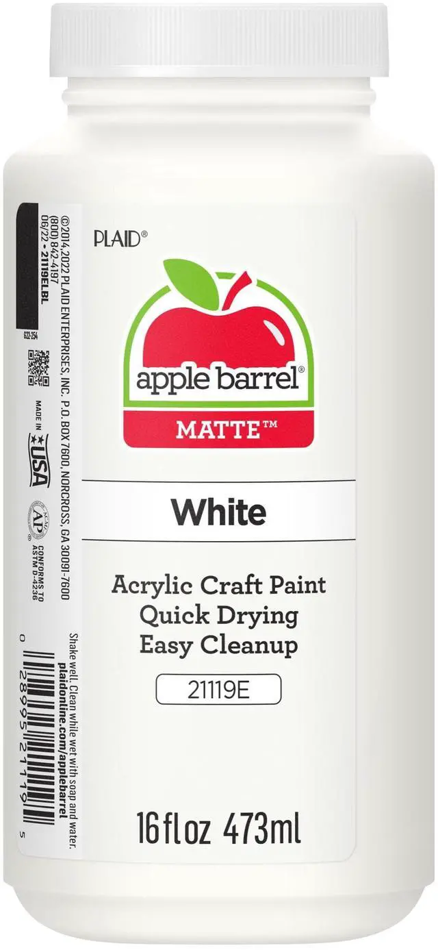 Main image of Apple Barrel Acrylic Craft Paint, Matte Finish, White, 16 fl oz.