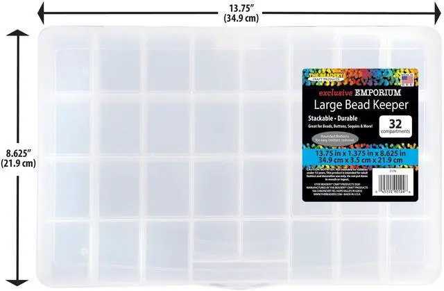 Main image of The Beadery - 32 Comp Large Bead Keeper Box - Clear Plastic - 2176