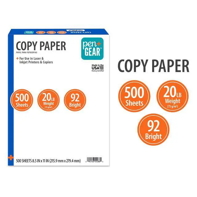 Alt view image 2 of 7 - Pen + Gear Copy Paper, 8.5" x 11", 92 Bright, White, 20 lb., 1 Ream (500 Sheets)