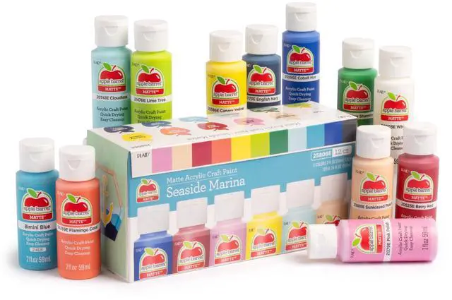 Main image of Apple Barrel Seaside Marina 2 fl oz Acrylic Craft Paint, Matte Finish, Set of 12