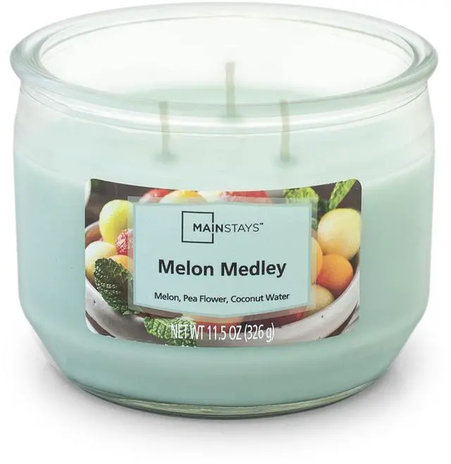 Alt view image 2 of 5 - Mainstays Melon Medley Scented 3-Wick Candle, 11.5 oz