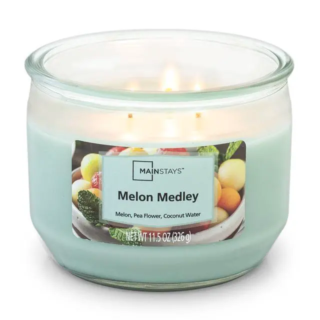 Alt view image 3 of 5 - Mainstays Melon Medley Scented 3-Wick Candle, 11.5 oz