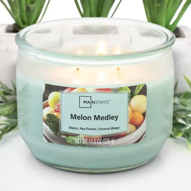 Alt view image 4 of 5 - Mainstays Melon Medley Scented 3-Wick Candle, 11.5 oz