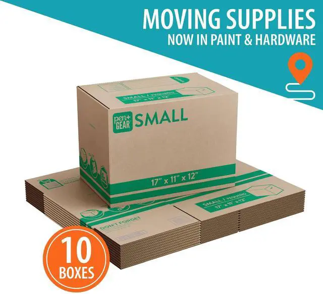 Main image of (10 pack) Pen+Gear Small Moving Boxes, 17 in. L x 11 in. W x 12 in. H, Kraft