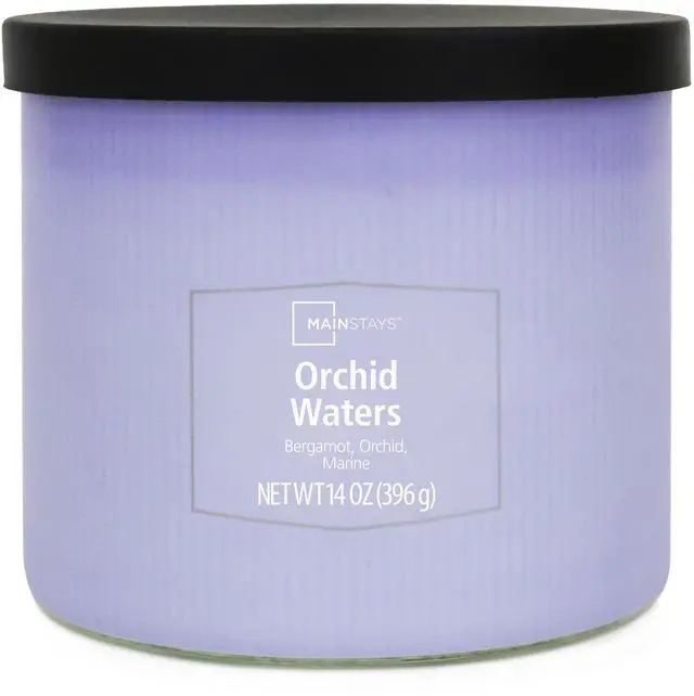 Alt view image 2 of 6 - Mainstays 3-Wick Textured Wrapped Orchid Waters Candle, 14 Ounce