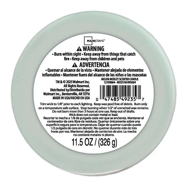 Alt view image 5 of 5 - Mainstays Melon Medley Scented 3-Wick Candle, 11.5 oz