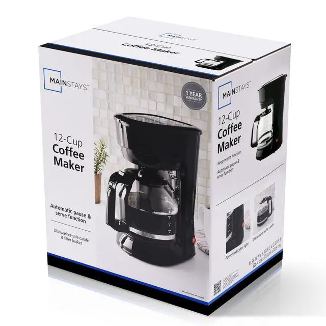 Alt view image 7 of 7 - Mainstays Black 12-Cup Drip Coffee Maker