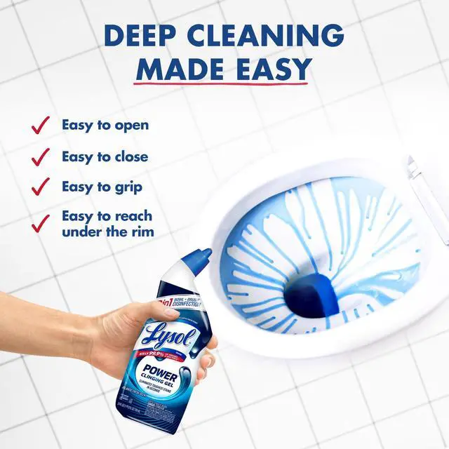 Alt view image 5 of 7 - Lysol Toilet Bowl Cleaner Clinging Gel, Power, Disinfecting Bathroom Cleaner and Toilet Bowl Stain Remover, 24 fl oz (2 Pack)