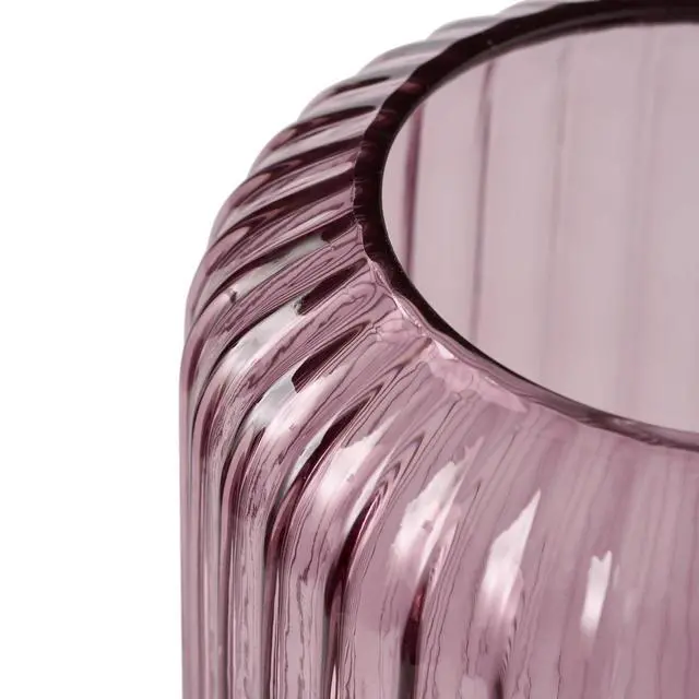 Alt view image 4 of 6 - Better Homes & Gardens 9.8" Pink Ribbed Cylinder Glass Vase