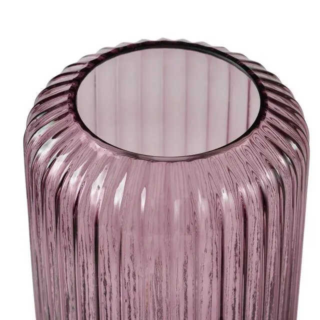 Alt view image 5 of 6 - Better Homes & Gardens 9.8" Pink Ribbed Cylinder Glass Vase