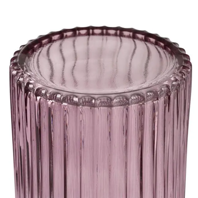 Alt view image 6 of 6 - Better Homes & Gardens 9.8" Pink Ribbed Cylinder Glass Vase
