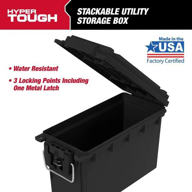 Main image of Hyper Tough Locking and Stacking Utility and Tool Box, Black Organization Box