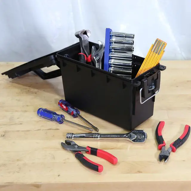 Alt view image 5 of 7 - Hyper Tough Locking and Stacking Utility and Tool Box, Black Organization Box
