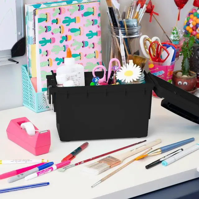 Alt view image 7 of 7 - Hyper Tough Locking and Stacking Utility and Tool Box, Black Organization Box