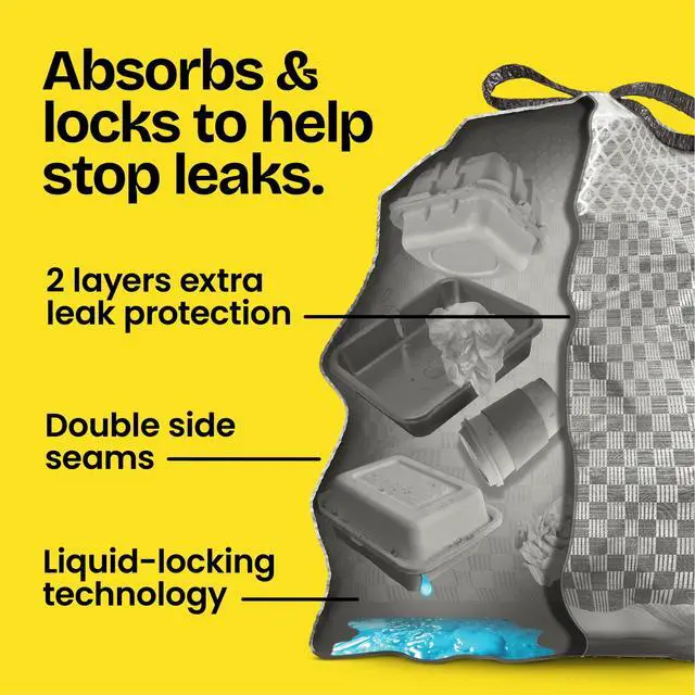 Alt view image 3 of 7 - Glad ForceFlex MaxStrength LeakGuard 13-Gallon Tall Kitchen Trash Bags, Sunshine Lemon Scent, 20 Bags