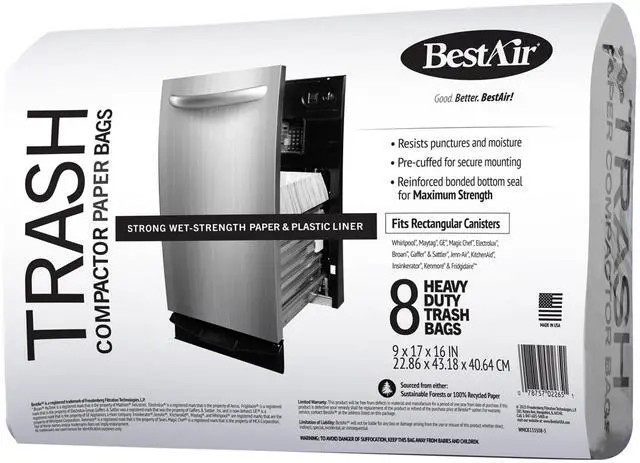 Main image of BestAir Heavy Duty Paper Trash Compactor Bags, Pre-Cuffed, 8 Bags for Your Home
