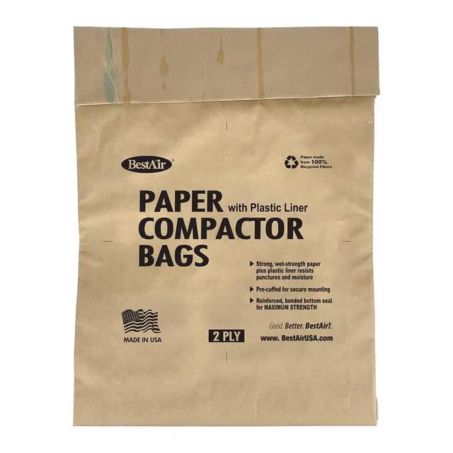 Alt view image 5 of 7 - BestAir Heavy Duty Paper Trash Compactor Bags, Pre-Cuffed, 8 Bags for Your Home