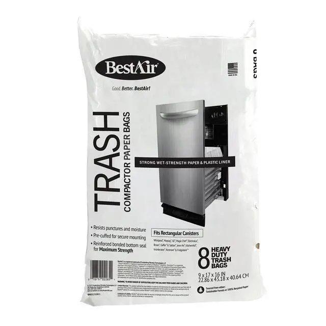 Alt view image 6 of 7 - BestAir Heavy Duty Paper Trash Compactor Bags, Pre-Cuffed, 8 Bags for Your Home