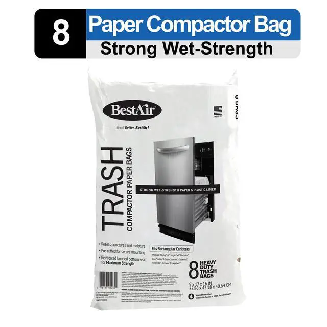 Alt view image 7 of 7 - BestAir Heavy Duty Paper Trash Compactor Bags, Pre-Cuffed, 8 Bags for Your Home