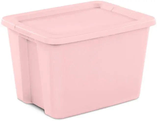 Main image of Sterilite Large Storage Bin, 18 Gallon Plastic Storage Container with Snap-On Lid, Pink