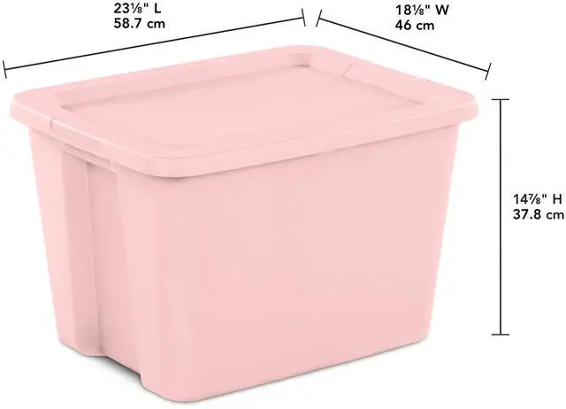 Alt view image 2 of 7 - Sterilite Large Storage Bin, 18 Gallon Plastic Storage Container with Snap-On Lid, Pink